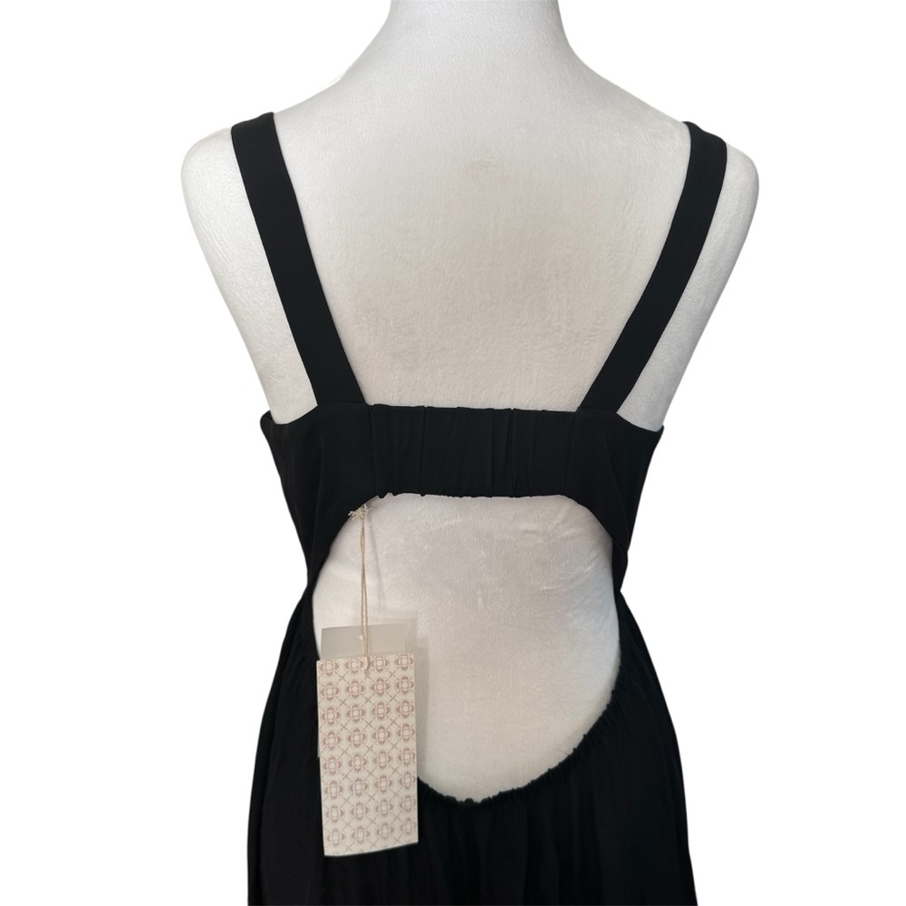 Om+Nadis Silk Maxi Dress Black Open Back Maternity Friendly NWT M - Picture 6 of 10